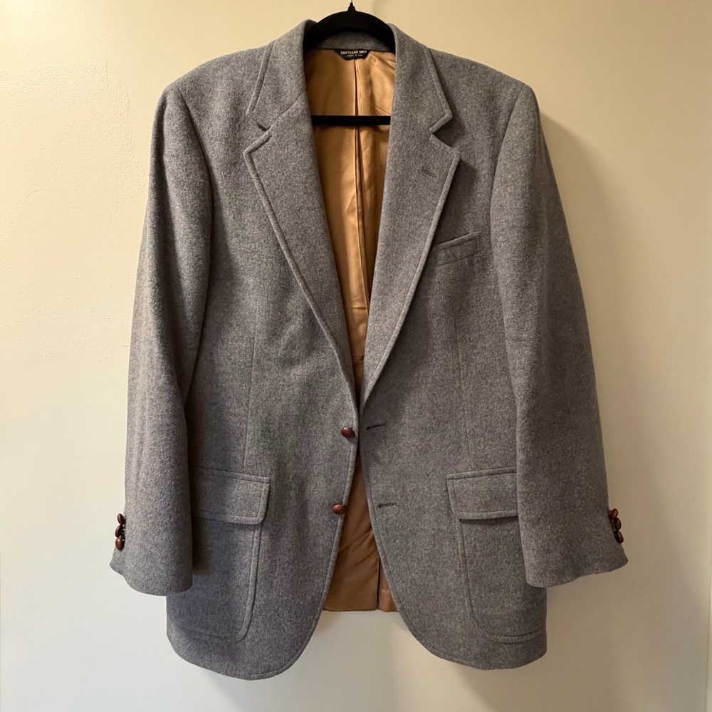 Vintage Wallachs Men's‎ 100% Camel Hair Gray Notch Lapel Wool Blazer